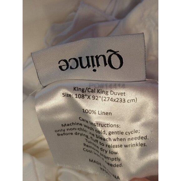 Quince 100% European Linen Double Flange Duvet 1PC Ivory Full/Queen -NEW- - Picture 6 of 8